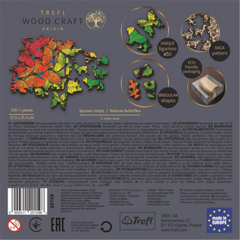 TREFL Wood Craft Dřevěné puzzle Duhoví motýli 501 dílků ~ 4