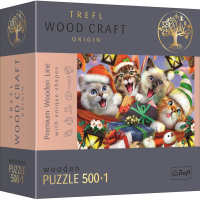 TREFL Wood Craft Dřevěné puzzle Vánoční kočky 501 dílků