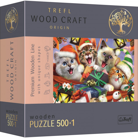 TREFL Wood Craft Dřevěné puzzle Vánoční kočky 501 dílků