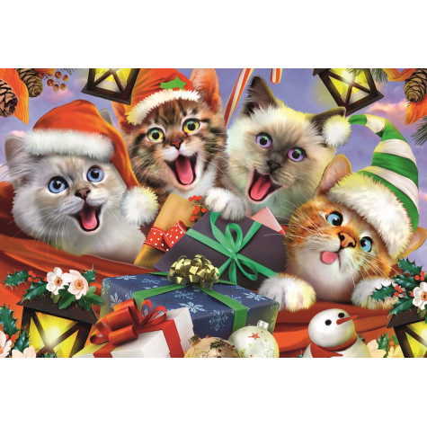 TREFL Wood Craft Dřevěné puzzle Vánoční kočky 501 dílků