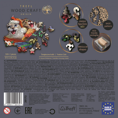 TREFL Wood Craft Dřevěné puzzle Vánoční kočky 501 dílků ~ 4