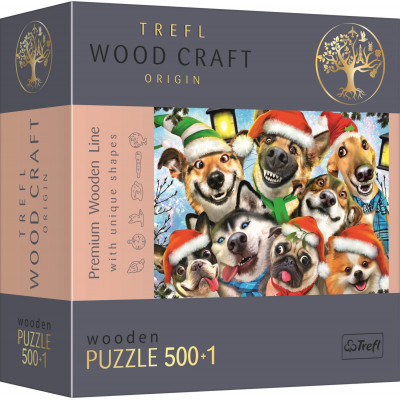 TREFL Wood Craft Dřevěné puzzle Vánoční psi 501 dílků