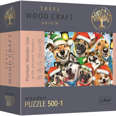 TREFL Wood Craft Dřevěné puzzle Vánoční psi 501 dílků
