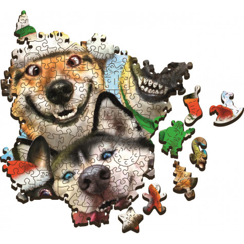 TREFL Wood Craft Dřevěné puzzle Vánoční psi 501 dílků ~ 2