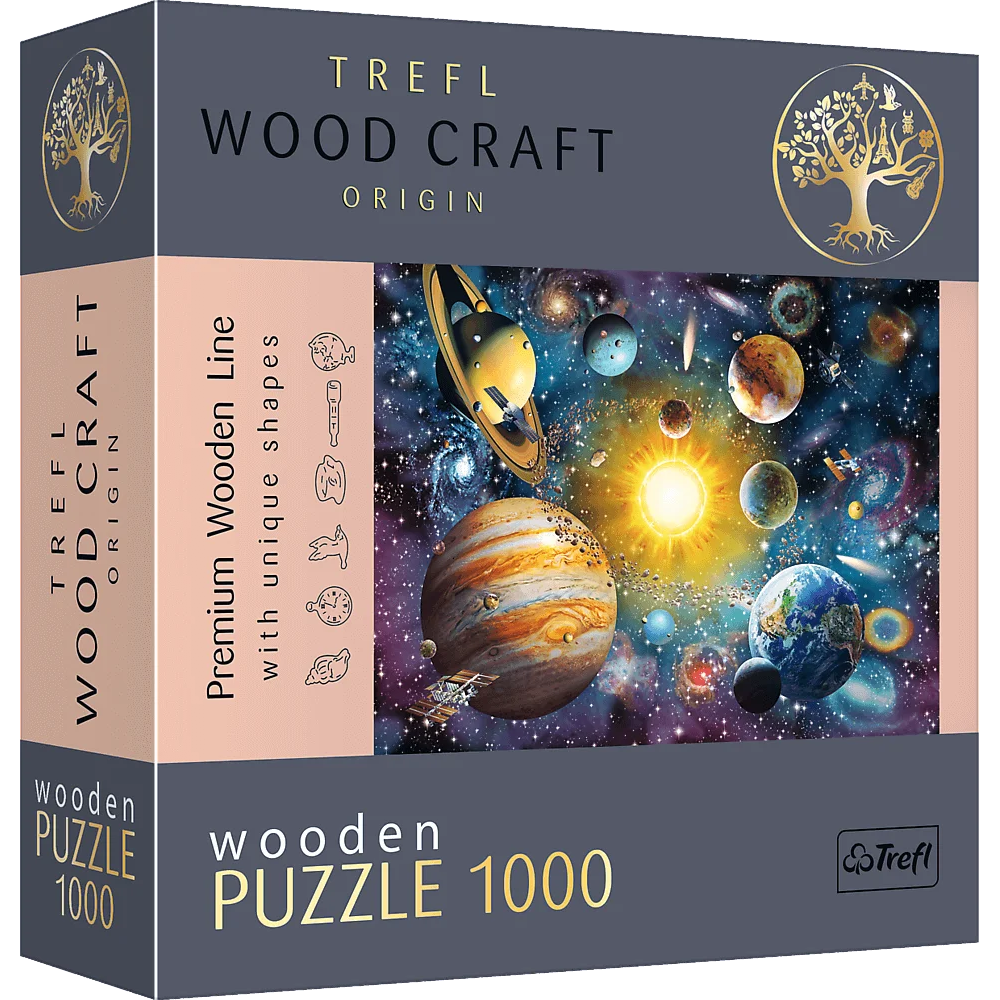 TREFL Wood Craft Dřevěné puzzle Cesta sluneční soustavou 1000 dílků