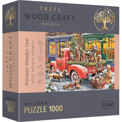 TREFL Wood Craft Dřevěné puzzle Santovi malí pomocníci 1000 dílků
