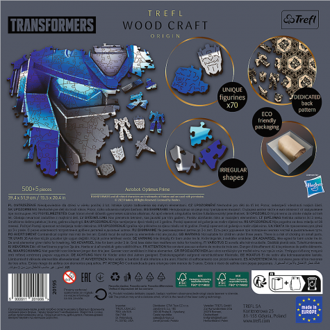 TREFL Wood Craft Origin puzzle Transformers: Optimus Prime 505 dílků
