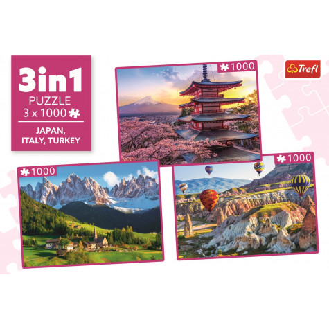 TREFL Puzzle Japonsko, Itálie, Turecko 3x1000 dílků ~ 5