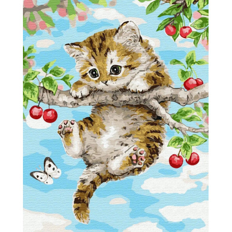 Norimpex Diamantový obrázek malování 30x40cm - Koťátko na třešni ~ 2