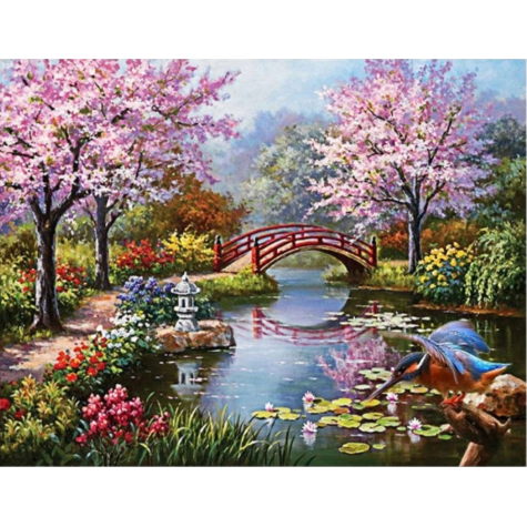 Norimpex Diamantový obrázek malování 30x40cm - Jezírko v zahradě ~ 2