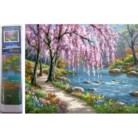 Norimpex Diamantový obrázek malování 30x40cm - Sakury u řeky ~ 1
