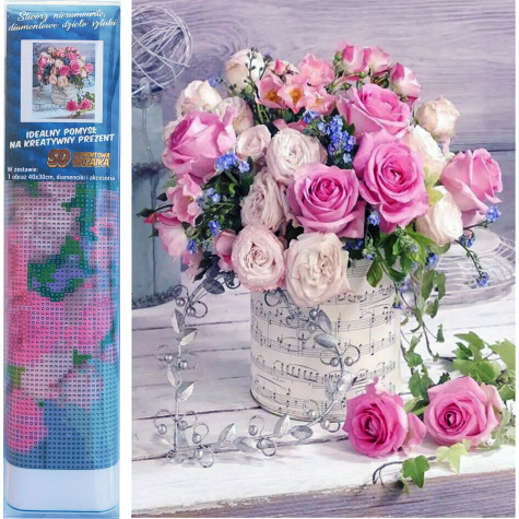 Norimpex Diamantový obrázek malování 30x40cm - Růžová kytice ~ 1