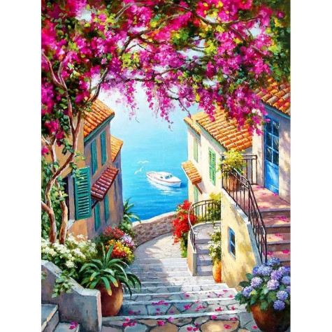 Norimpex Diamantový obrázek malování 30x40cm - Schody nad mořem ~ 2