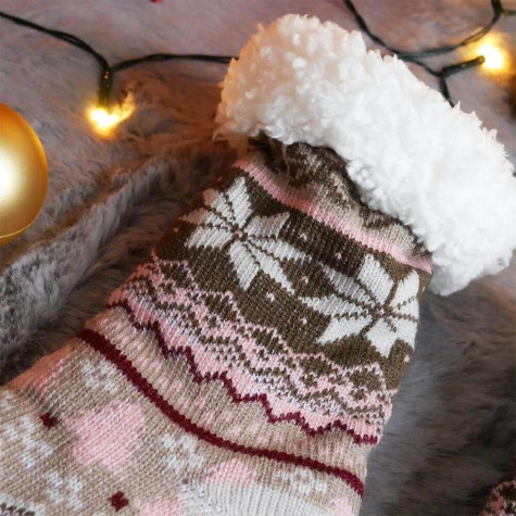 Vánoční hřejivé ponožky s kožíškem - Norský vzor - vel. uni