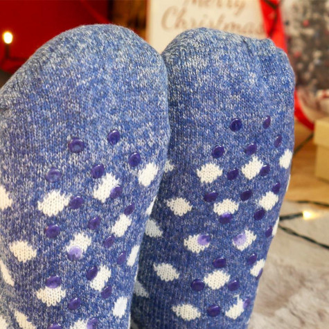 Vánoční hřejivé ponožky s kožíškem - Puntíky - vel. uni