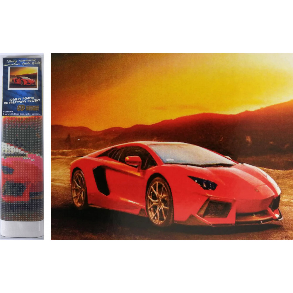 Norimpex Diamantový obrázek malování 30x40cm - Červený sporťák Lamborghini