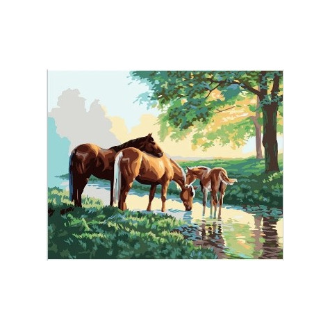 Norimpex Diamantový obrázek malování 30x40cm - Koně u vody ~ 2
