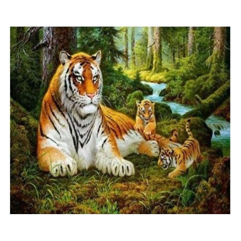 Norimpex Diamantový obrázek malování 30x40cm - Tygr s mláďaty