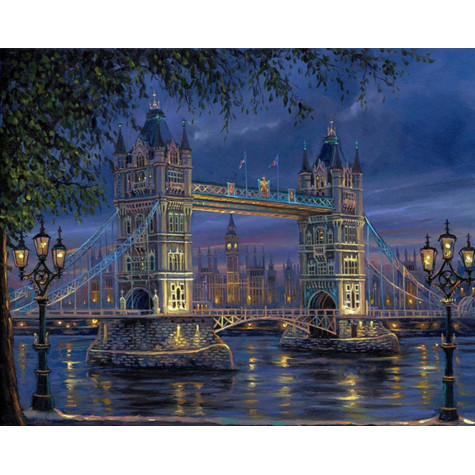 Norimpex Diamantový obrázek malování 30x40cm - Noční Tower Bridge ~ 2