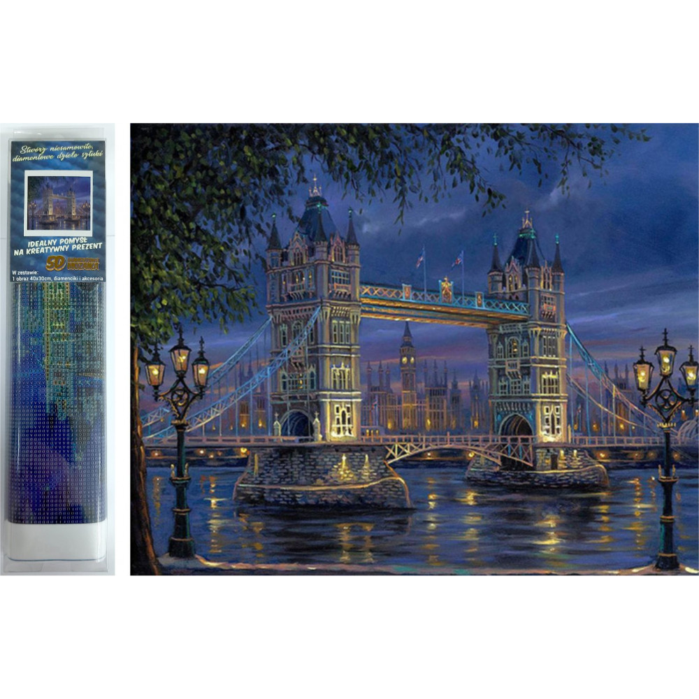 Norimpex Diamantový obrázek malování 30x40cm - Noční Tower Bridge