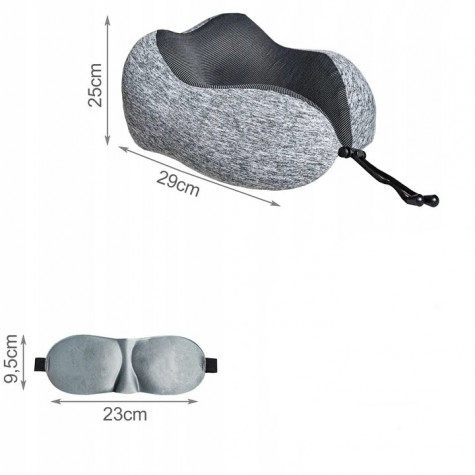 ISO 10885 Cestovní sada na spaní s 3D maskou - šedá