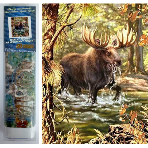Norimpex Diamantový obrázek malování 30x40cm - Los v řece ~ 1