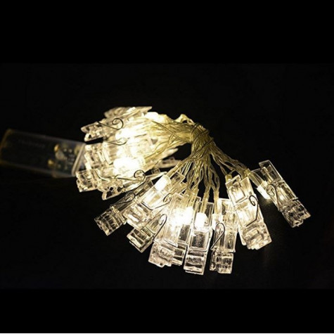 LED svítící řetěz s kolíčky 160cm ~ 3