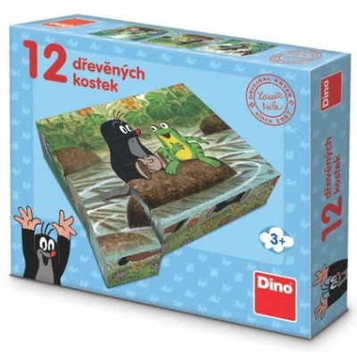 Dino Dřevěné licenční kostky 12 ks - Krtek a zvířátka