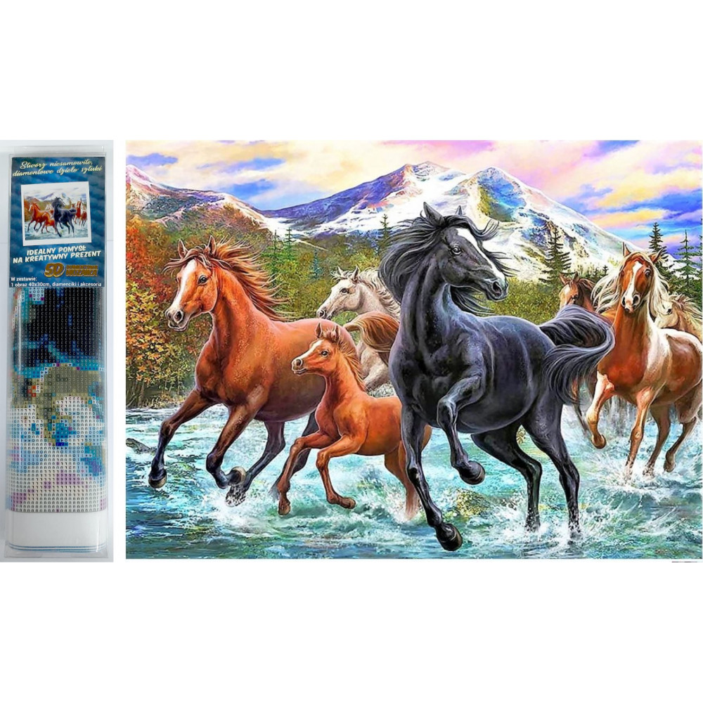 Norimpex Diamantový obrázek malování 30x40cm - Koně ve vodě