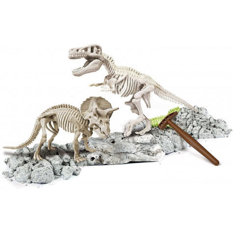 CLEMENTONI Science&Play ArcheoFun: T-Rex + Triceratops (svítící ve tmě)