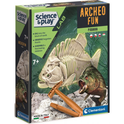 CLEMENTONI Science&Play ArcheoFun: Piraňa (svítící ve tmě)