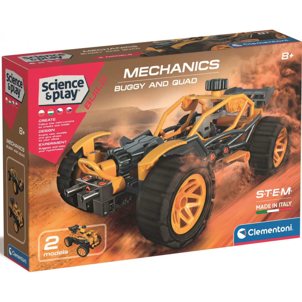 CLEMENTONI Science&Play Mechanická laboratoř Buggy a čtyřkolka 2v1