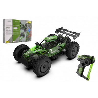 Auto RC buggy plast 22cm stavebnice 24MHz na baterie zelené