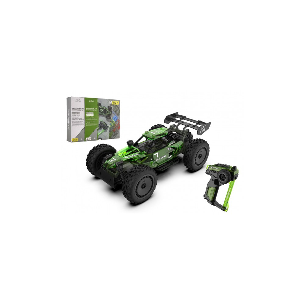 Auto RC buggy plast 22cm stavebnice 24MHz na baterie zelené