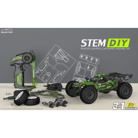 Auto RC buggy plast 22cm stavebnice 24MHz na baterie zelené ~ 7