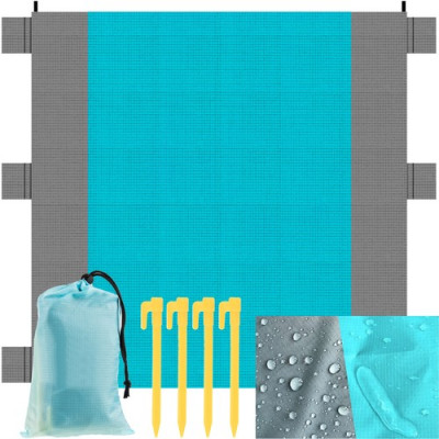 Trizand 21209 Nepromokavá plážová deka s kolíky 208x208cm - modrošedá