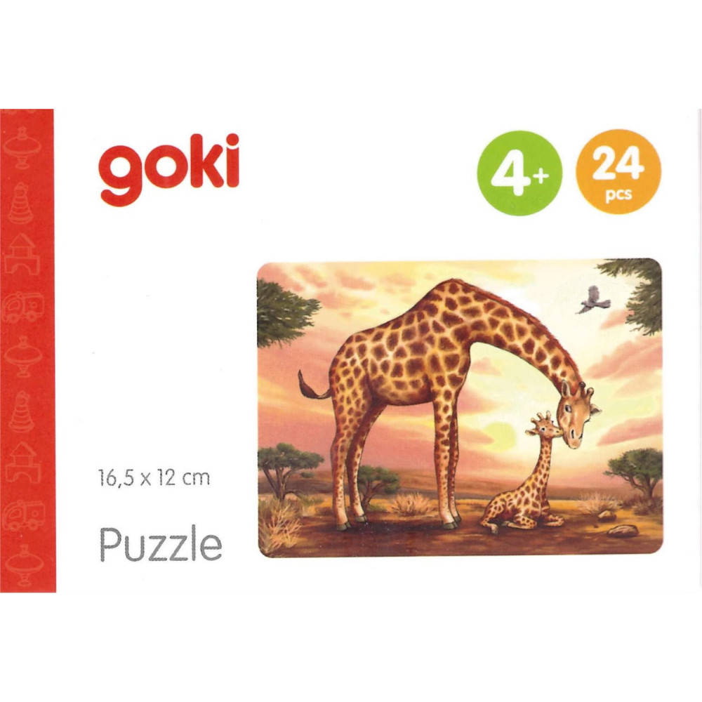 GOKI Dřevěné puzzle Africká zvířata: Žirafy 24 dílků