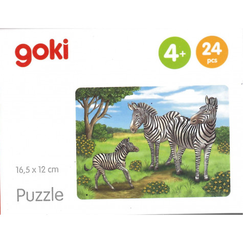 GOKI Dřevěné puzzle Africká zvířata: Zebry 24 dílků