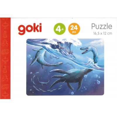 GOKI Dřevěné puzzle Dinosauři: Elamosaurus 24 dílků