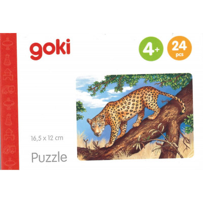 GOKI Dřevěné puzzle Africká zvířata: Jaguár 24 dílků