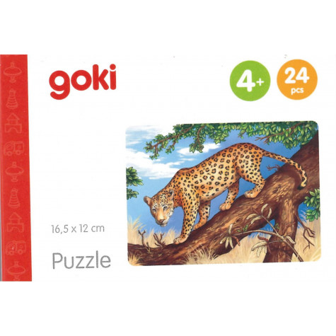 GOKI Dřevěné puzzle Africká zvířata: Jaguár 24 dílků ~ 1