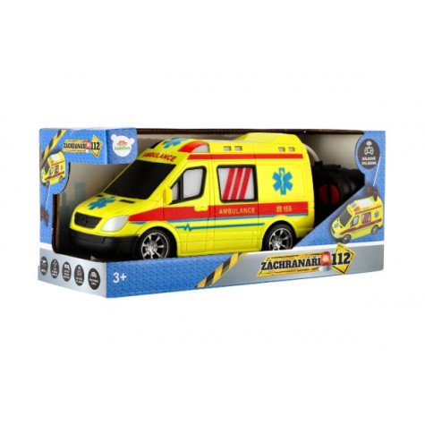 Auto RC ambulance plast 20cm na dálkové ovládání 27MHz na baterie se světlem