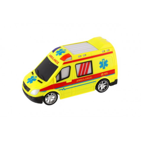 Auto RC ambulance plast 20cm na dálkové ovládání 27MHz na baterie se světlem ~ 4