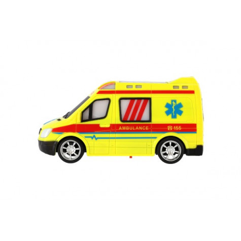 Auto RC ambulance plast 20cm na dálkové ovládání 27MHz na baterie se světlem ~ 5