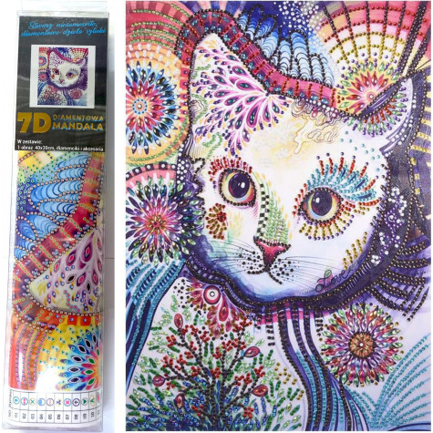 Norimpex Diamantové malování 7D obrázek 30x40cm - Bílá kočka ~ 1
