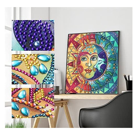 Norimpex Diamantové malování 7D obrázek 30x30cm - Měsíc se sluncem ~ 2