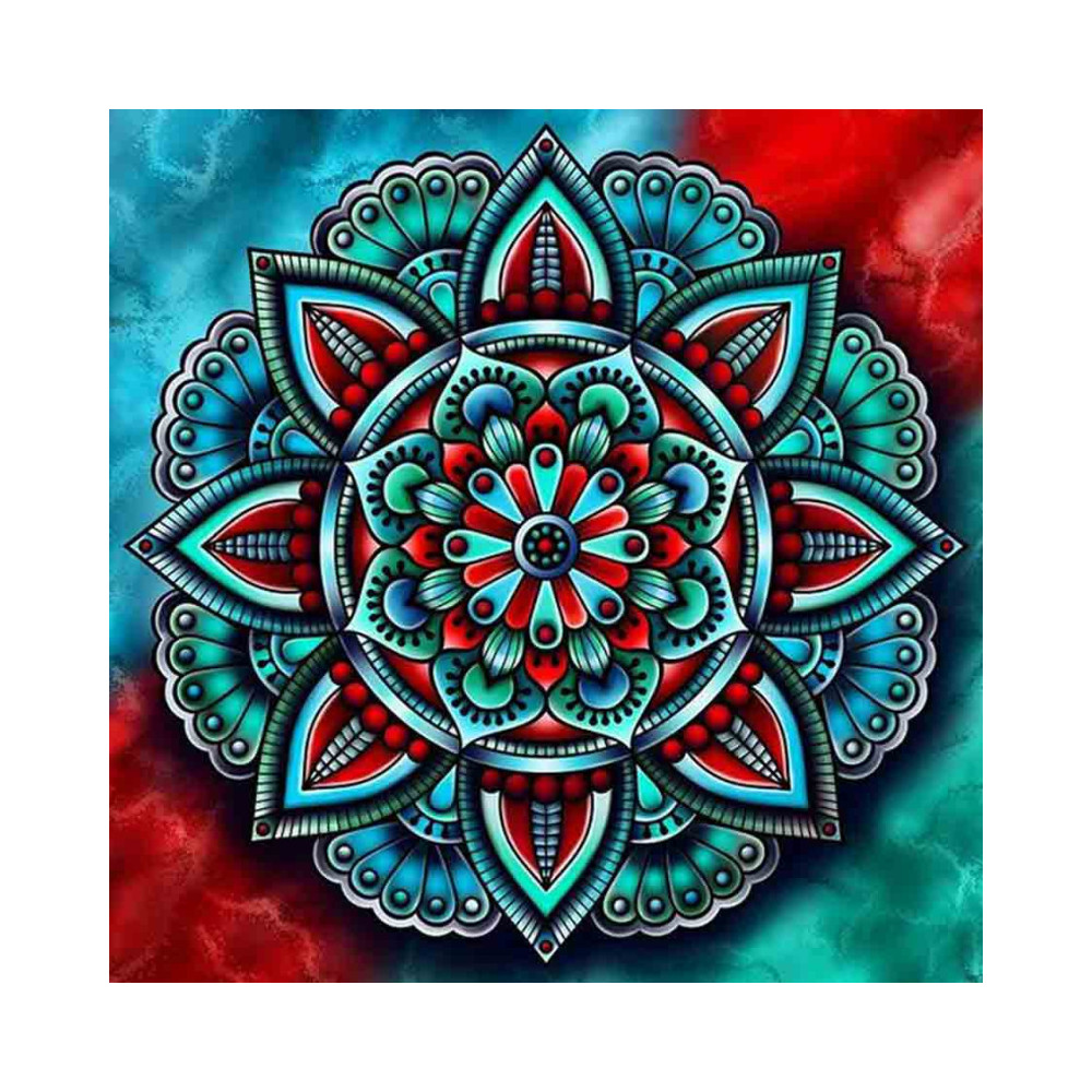 Norimpex Diamantové malování 7D obrázek 30x30cm - Mandala modrá a červená