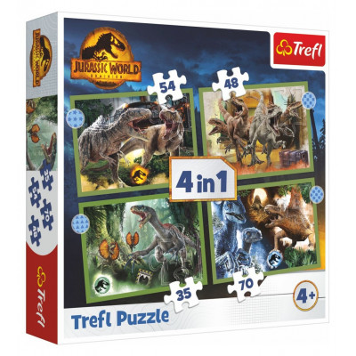 Trefl Puzzle Jurský svět: Nadvláda 4v1 (35,48,54,70 dílků)