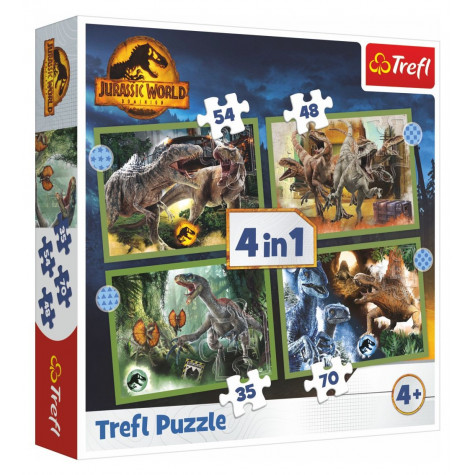 Trefl Puzzle Jurský svět: Nadvláda 4v1 (35,48,54,70 dílků)